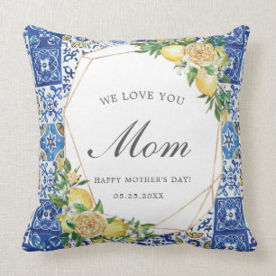 Chic Citroen Citrus Mediterraan Mozaïek Tegels Moe Kussen