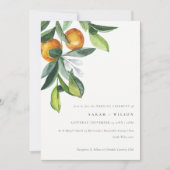 Chic Citrus Oranje Botanical Boho Wedding Invite Bedankkaart (Voorkant)