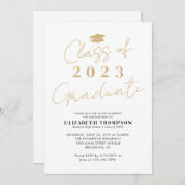 Chic Class of 2023 Gold Afstuderen Graduation Part Kaart (Voorkant / Achterkant)