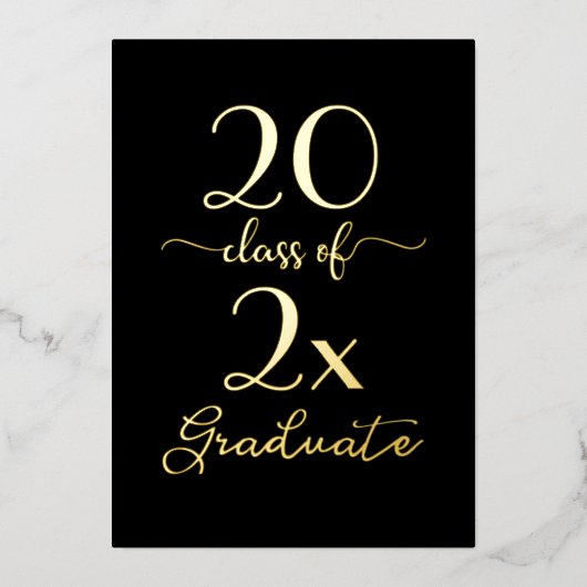 Chic Class Of 2025 Afstuderen Zwart-Goud Folie Uitnodiging (Voorkant)