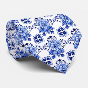 Chic Classic Dutch Delfts Blauw Bloemen Kunstpatro Stropdas