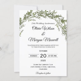 Chic Classic Greenery Wedding Jubileum Kaart