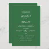 Chic Classic groen en wit bruiloft uitnodiging (Voorkant / Achterkant)