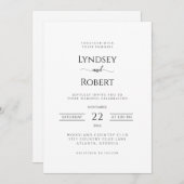 Chic Classic Zwart-wit bruiloft uitnodiging (Voorkant / Achterkant)