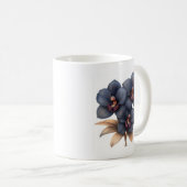 Chic classic zwarte orchidee koffie mok (Voorkant rechts)