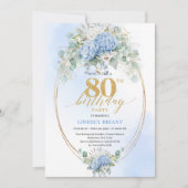 Chic Classique Invitation 80e Anniversaire Fleurie (Devant)
