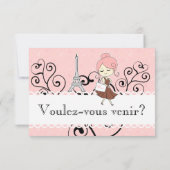 Chic classy roze Paris Eiffeltoren RSVP (Achterkant)