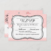 Chic classy roze Paris Eiffeltoren RSVP (Voorkant / Achterkant)