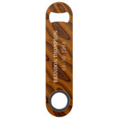 Chic Classy Warm Amber Bruin Hout Grain Patroon Speed Flessenopener (Voorkant)