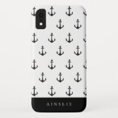 Chic Coastal Black Anchor Pattern Case-Mate iPhone Case (Achterkant)