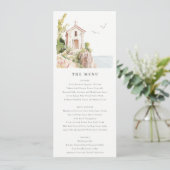 Chic Coastal Catholic Church Wedding Menu Kaart (Staand voorkant)