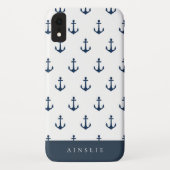 Chic Coastal Navy Anchor Pattern Case-Mate iPhone Case (Achterkant)