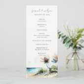Chic Coastal Palm Beach Seascape Wedding Programme (Debout devant)