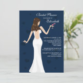Chic Cocktail Bridal Shower Invitation bleue (Debout devant)