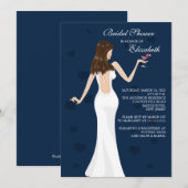 Chic Cocktail Bridal Shower Invitation bleue (Devant / Derrière)
