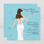 Chic Cocktail Bridal Shower Invitation Blue (Devant / Derrière)