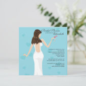 Chic Cocktail Bridal Shower Invitation Blue (Debout devant)