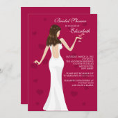 Chic Cocktail Bridal Shower Invitation Rouge (Devant / Derrière)