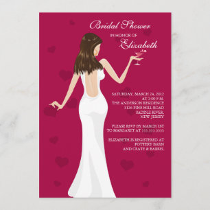 Chic Cocktail Bridal Shower Invitation Rouge