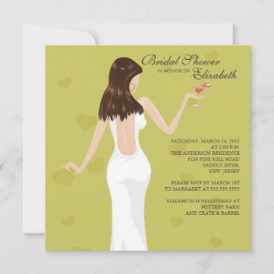 Chic Cocktail Bride Bridal Shower Invitation Green Kaart