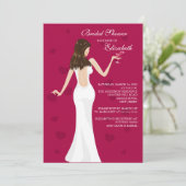 Chic Cocktail Bride Bridal Shower Invitation Red Kaart (Staand voorkant)