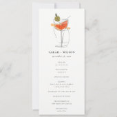 Chic Cocktail Vin Ligne Dessin Mariage Programme (Devant)