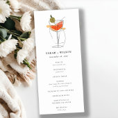 Chic Cocktail Wijnlijn Tekenen Trouwprogramma Kaart