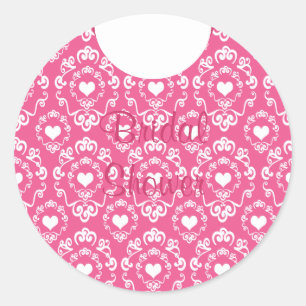 Chic coeur rose damassé nuptiale autocollants