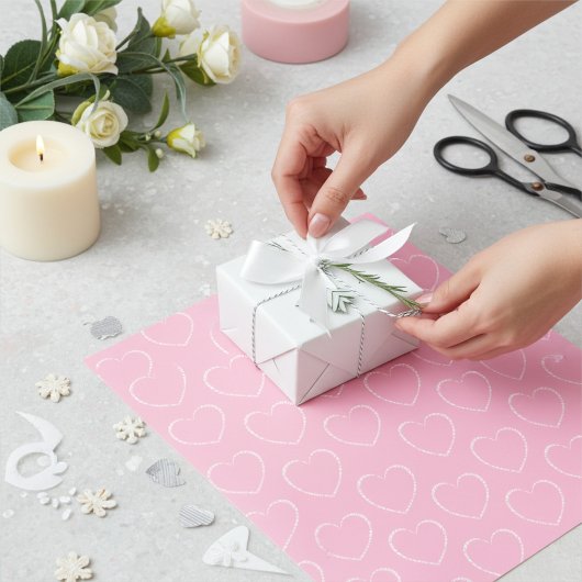Chic Coeurs roses Motif papier enveloppant