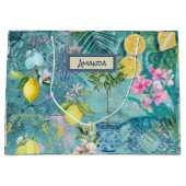 Chic collage blauw turquoise Siciliaanse citrus bl Groot Cadeauzakje (Voorkant)