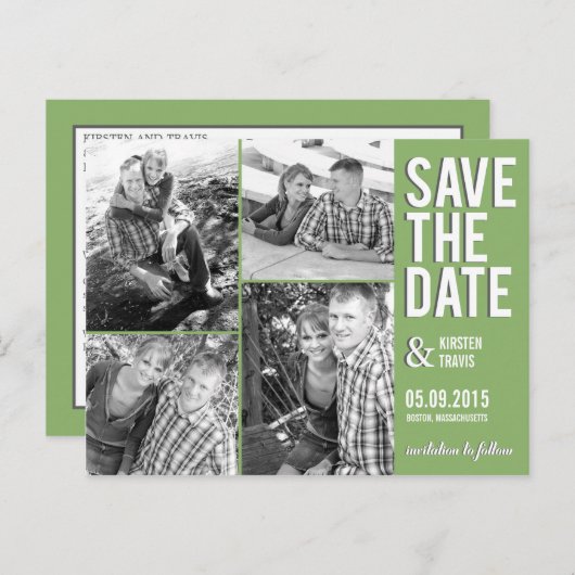 Chic Collage Sla de datum Briefkaart (Voorkant / Achterkant)