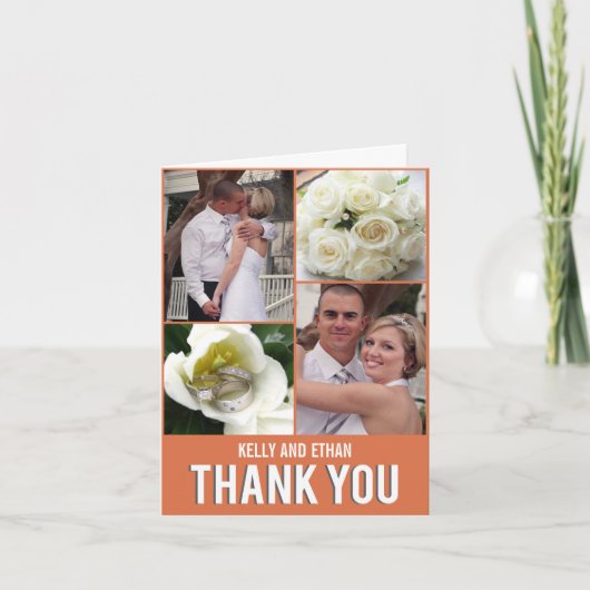 Chic collage trouwkaart voor dankbetuiging bedankkaart (Voorkant)
