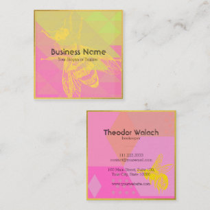 Chic Colorful Gold Bee Professional Vierkante Visitekaartje