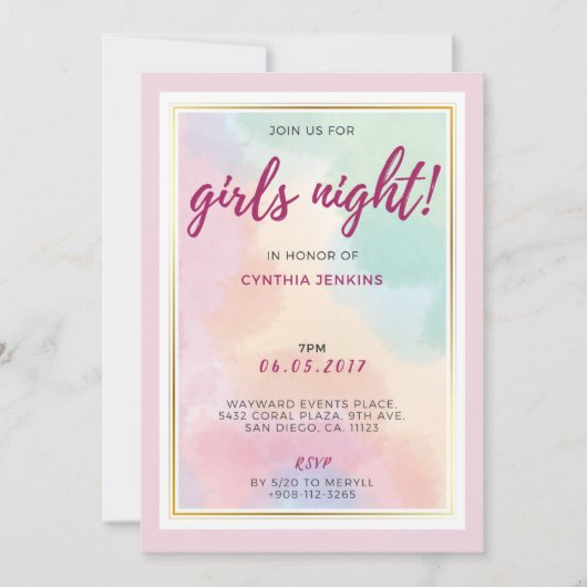 Chic Colorfull Bachelorette Party Invitation (Devant)