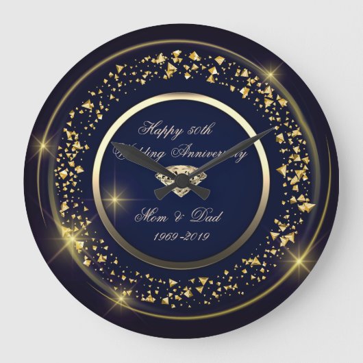 Chic, Confetti, Diamond 50th Wedding Jubileum Grote Klok (Voorkant)