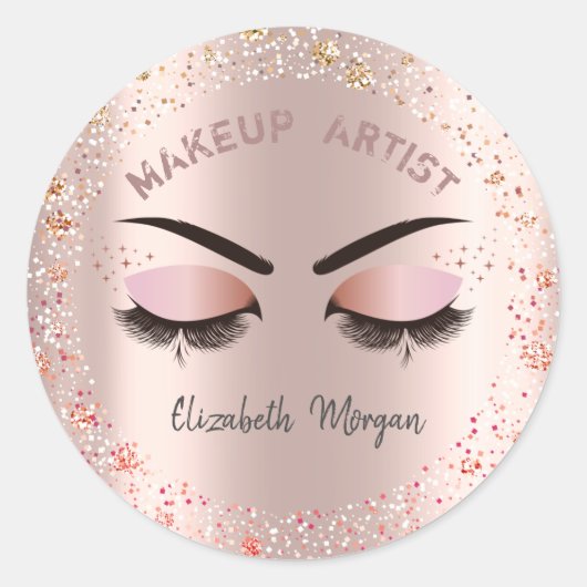 Chic Cool Faux Lashes, Confetti, Makeup Ronde Sticker (Voorkant)