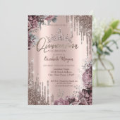 Chic Cool Glitter Crown Drop Dark Roses Kaart (Staand voorkant)