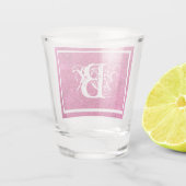 Chic Cool Pink Glitter White Initiaal Monogram Shot Glas (Achterkant)
