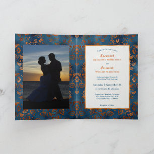 Chic Copper Blue Floral past tweeledig huwelijk aa