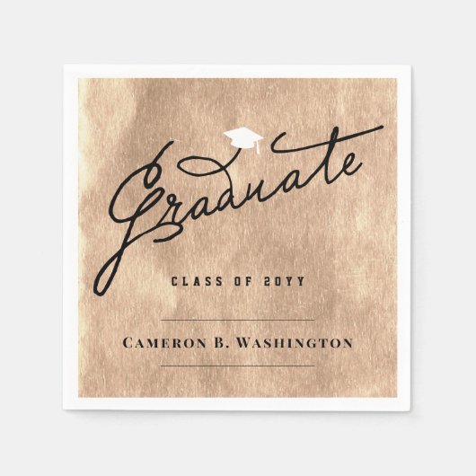 Chic Copper Folie Afstuderen Graduing Party Paper Servet (Voorkant)