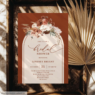 Chic Copper Pampas Grass Boho Vrijgezellenfeest Ui Kaart