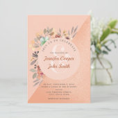 Chic Copper Waterverf Floral Wedding Kaart (Staand voorkant)