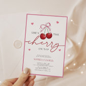 Chic Coquette Cherry op Top Baby shower Kaart