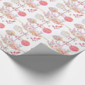 Chic Coral en Ivory Floral Cadeaupapier (Hoek)