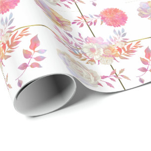 Chic Coral en Ivory Floral Cadeaupapier
