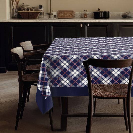 Chic Coral Marine Plaid Nappe pour Table Élégante
