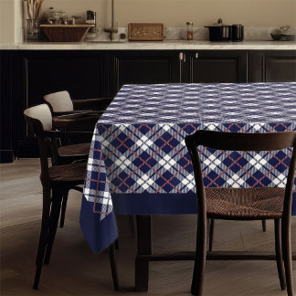 Chic Coral Navy Plaid tafelkleed voor stijlvolle t