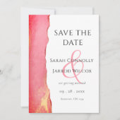 Chic Coral Pink Wedding Flat Save the Date Kaart (Voorkant)