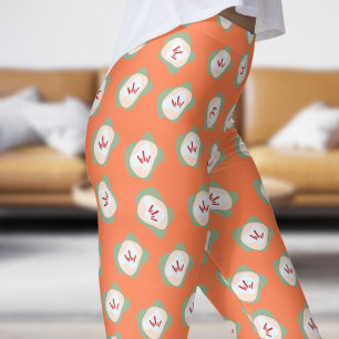 Chic Coral Sinaasappel Sepal en stijl Bloemenpatro Leggings