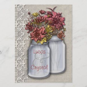Chic Country Charme Mason Jar Faire-part de mariag
